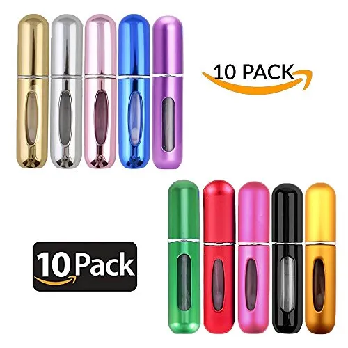 10 Pack-5ml Portable Mini Refillable Empty Perfume Atomizer Spray Bottle Easy to Fill Scent