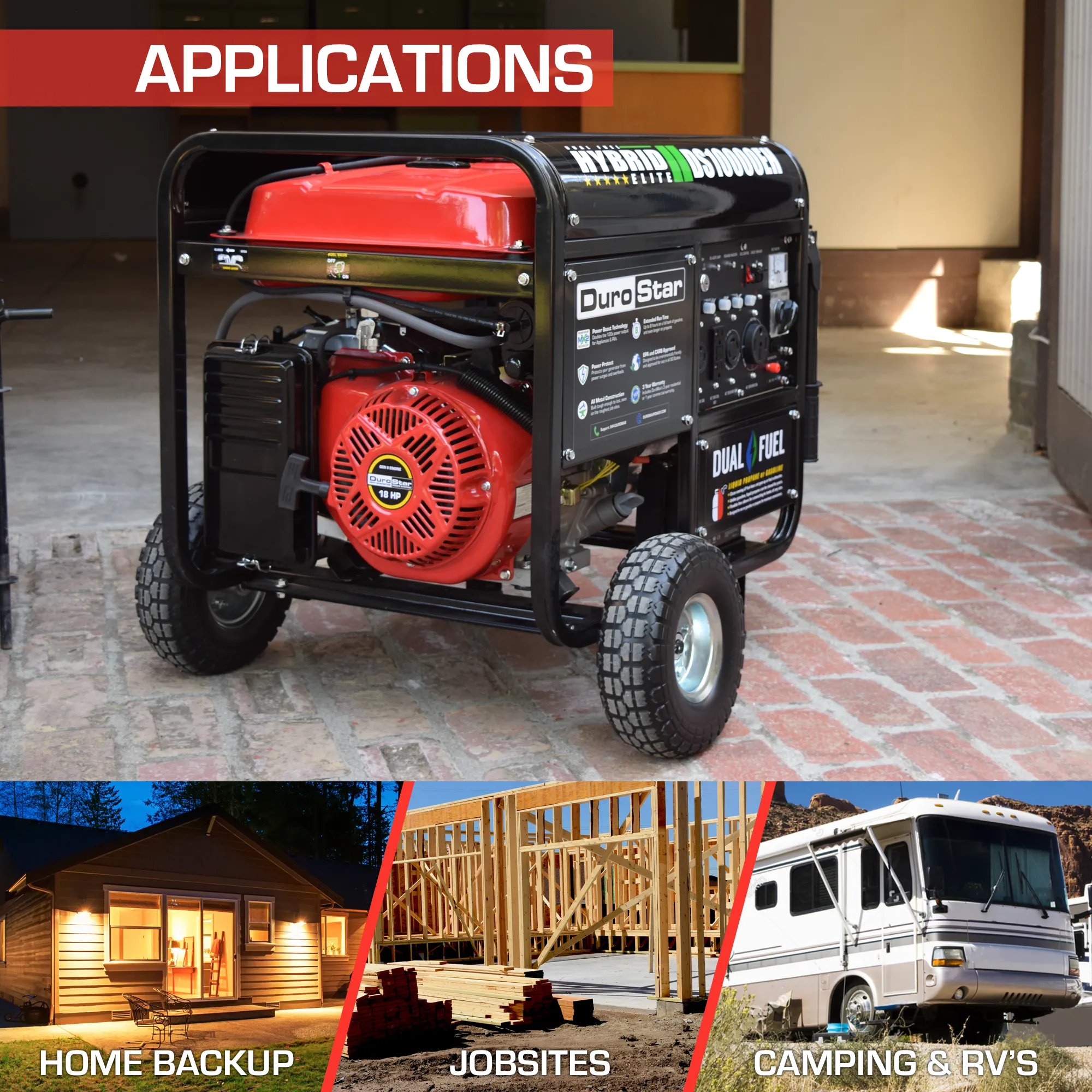 10,000 Watt Dual Fuel Portable Generator