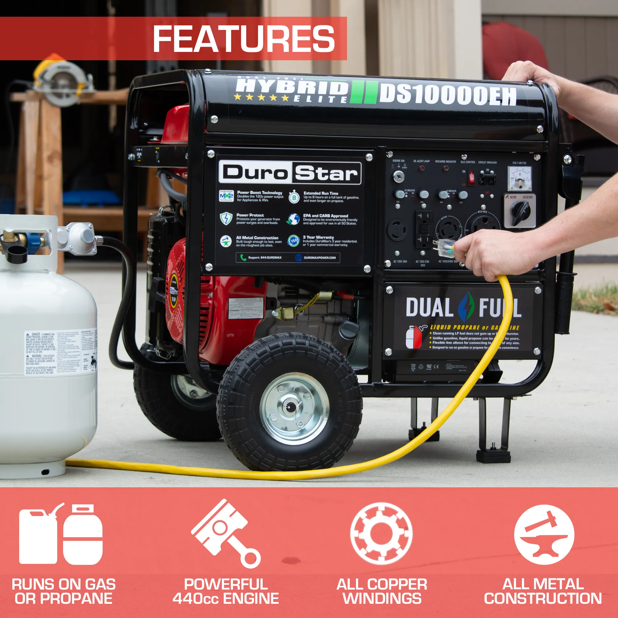 10,000 Watt Dual Fuel Portable Generator