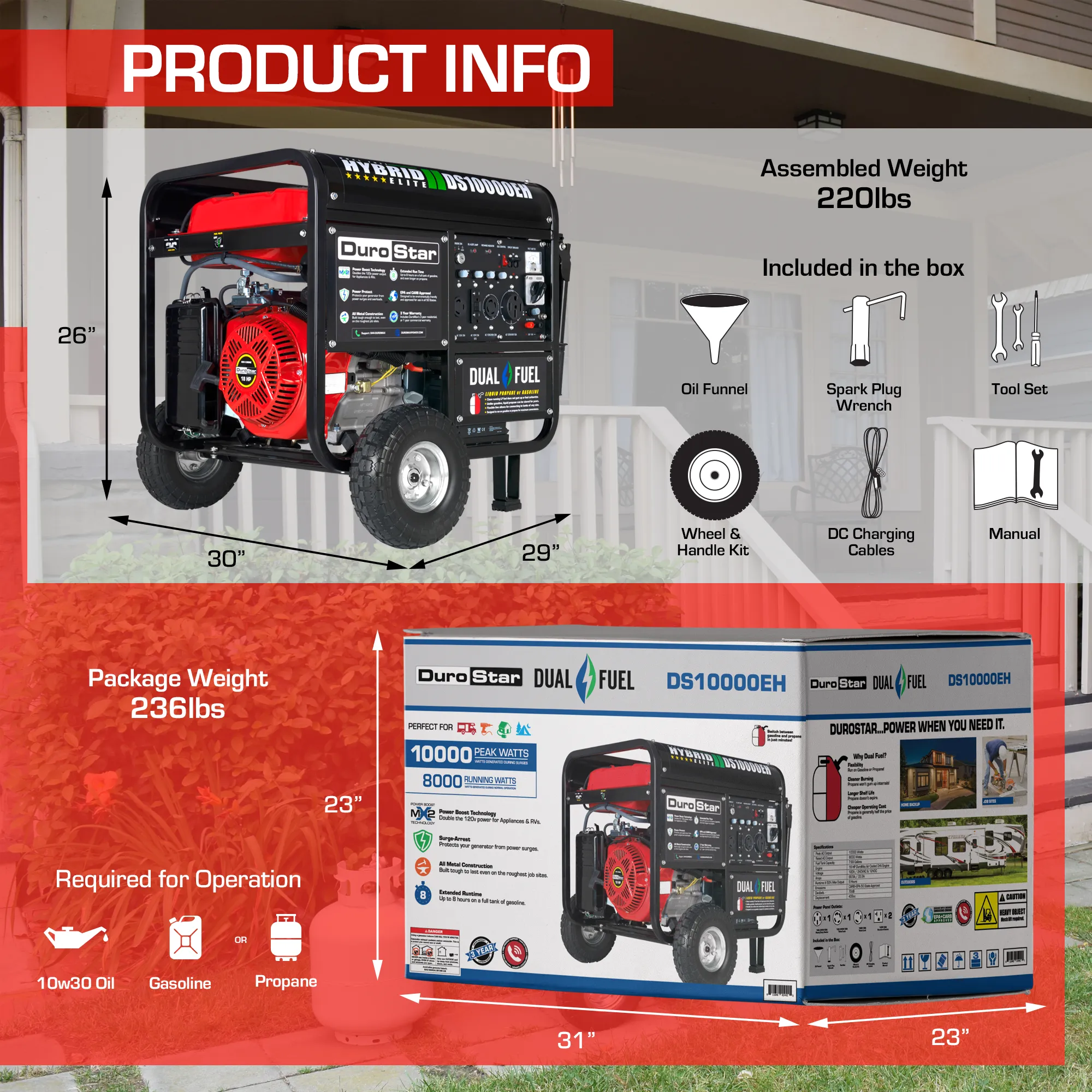 10,000 Watt Dual Fuel Portable Generator