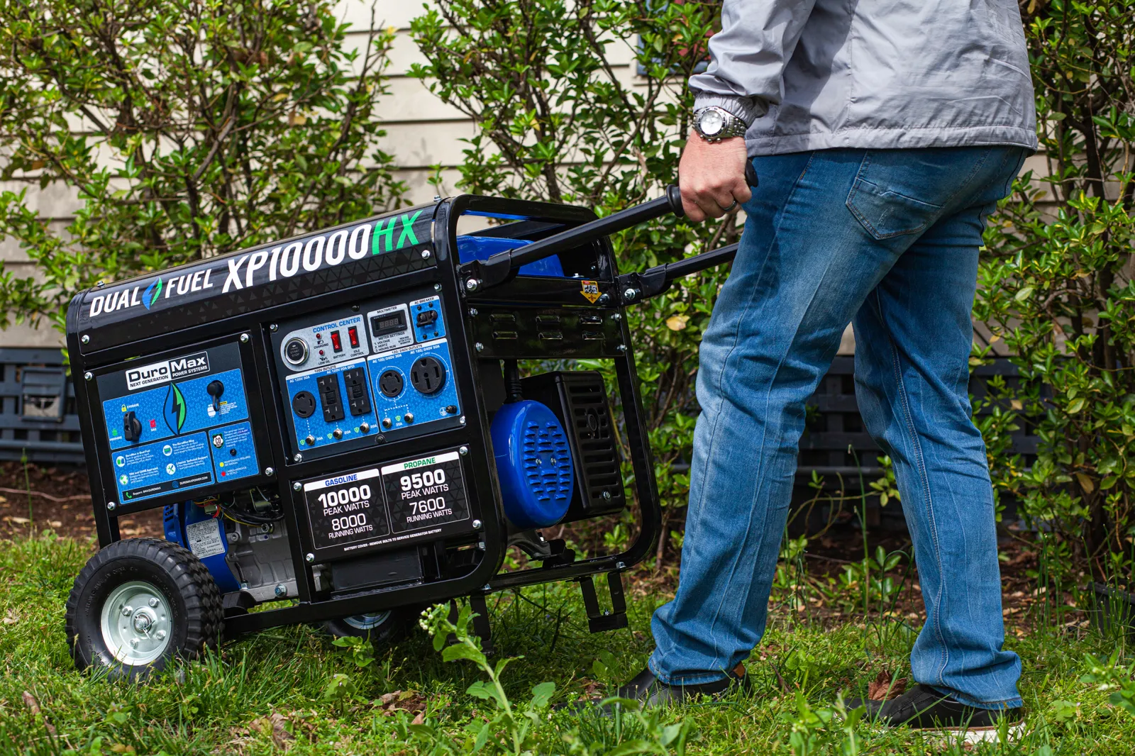 10,000 Watt Dual Fuel Portable HX Generator w/ CO Alert