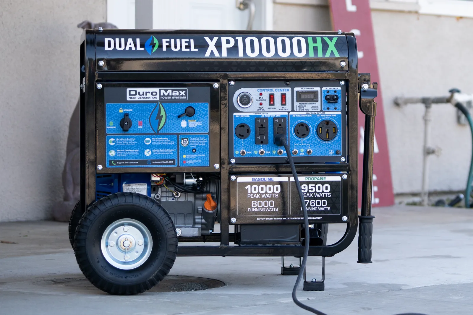 10,000 Watt Dual Fuel Portable HX Generator w/ CO Alert