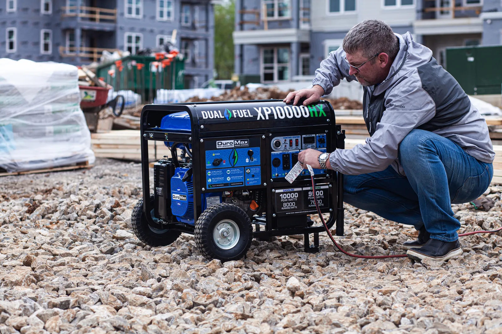 10,000 Watt Dual Fuel Portable HX Generator w/ CO Alert