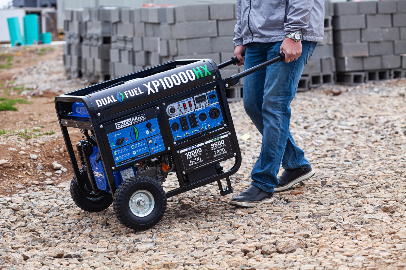 10,000 Watt Dual Fuel Portable HX Generator w/ CO Alert