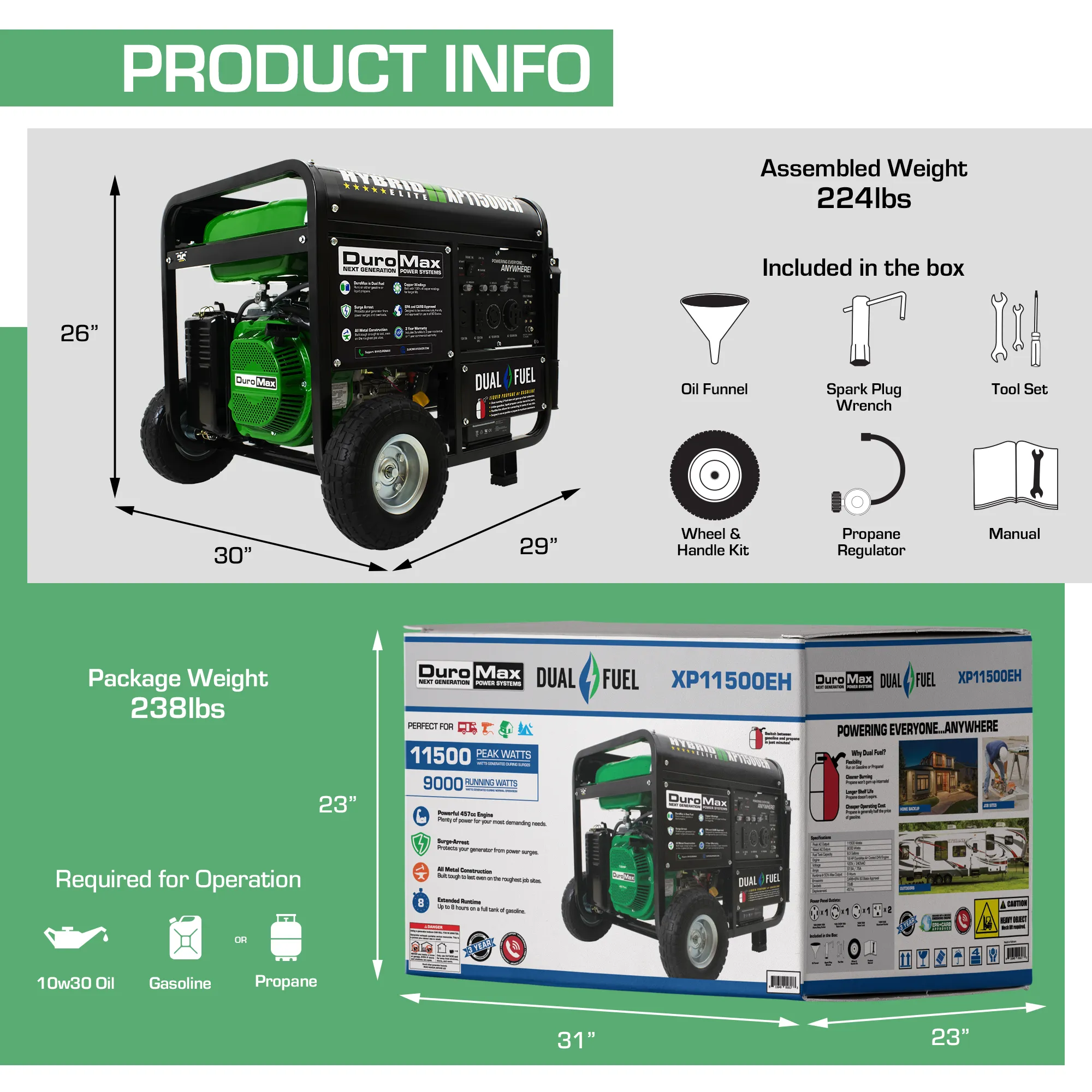 11,500 Watt Dual Fuel Portable Generator