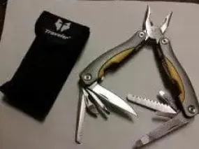 15-Function Stainless Steel Multitool with Storage Pouch