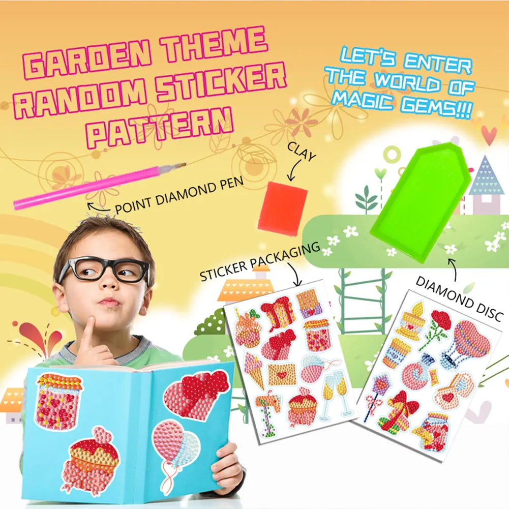 2pcs Gem Sticker Diamond Art 5D Paint by Numbers DIY for Kids Beginner Toys Kits