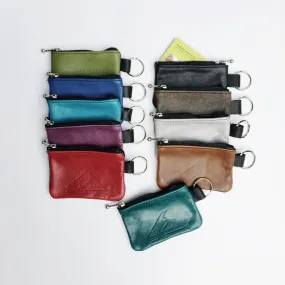 4” Change Purse - Soft Leather Coin Pouch With Key Ring