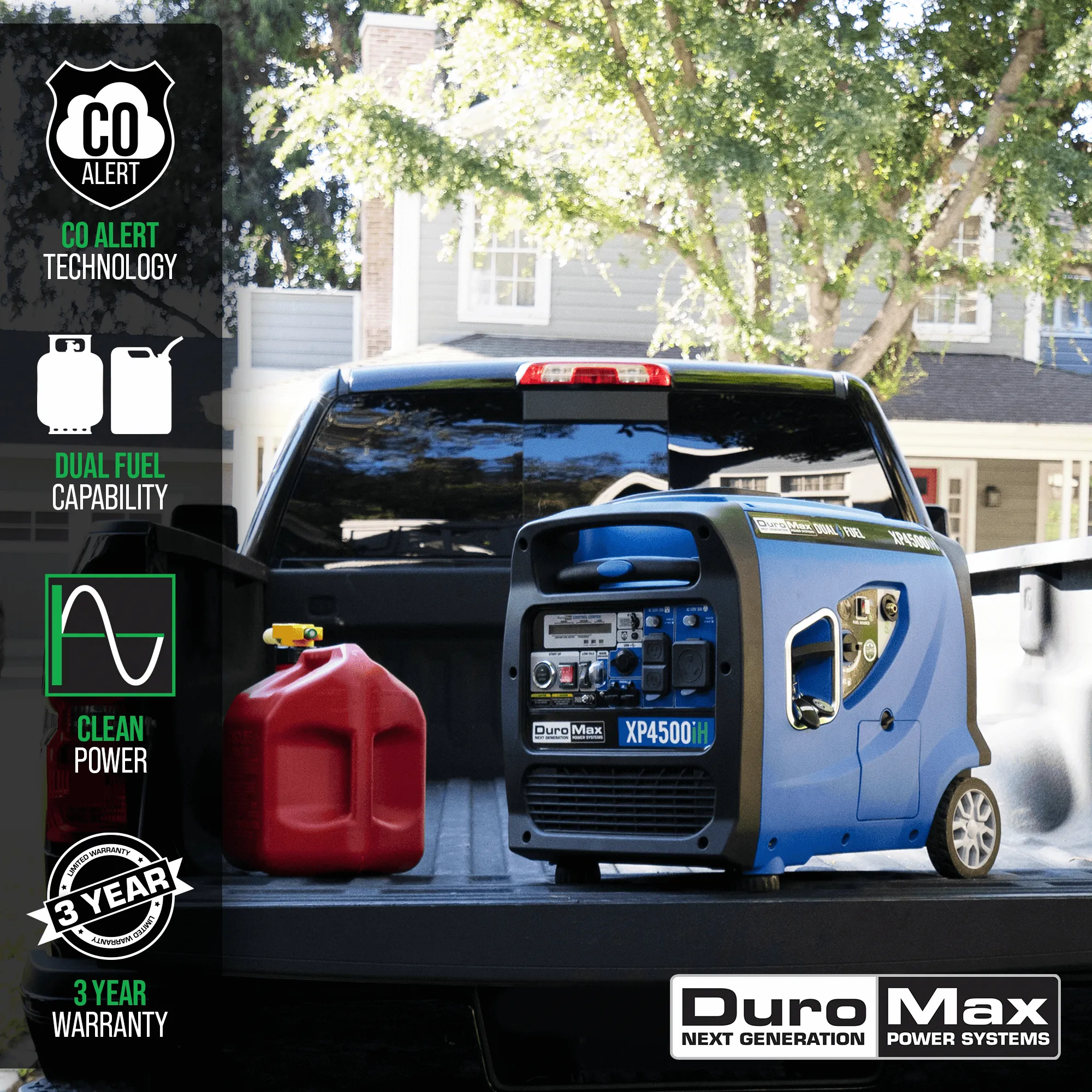 4,500 Watt Dual Fuel Portable Inverter Generator w/ CO Alert