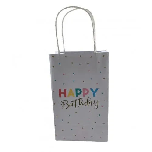 5pk Happy Birthday Multi Colour Confetti Paper Gift Bags