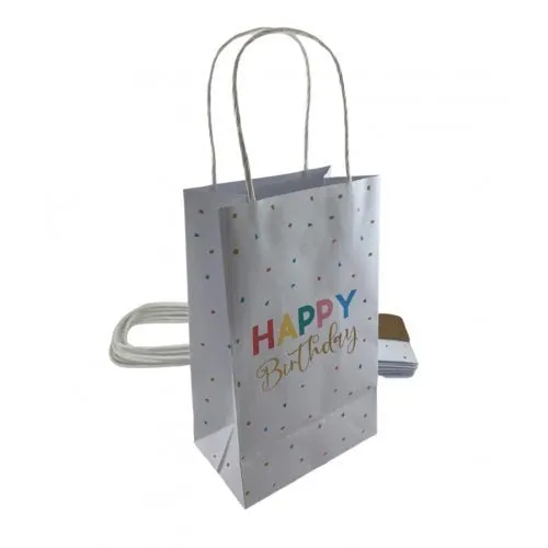 5pk Happy Birthday Multi Colour Confetti Paper Gift Bags