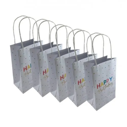 5pk Happy Birthday Multi Colour Confetti Paper Gift Bags