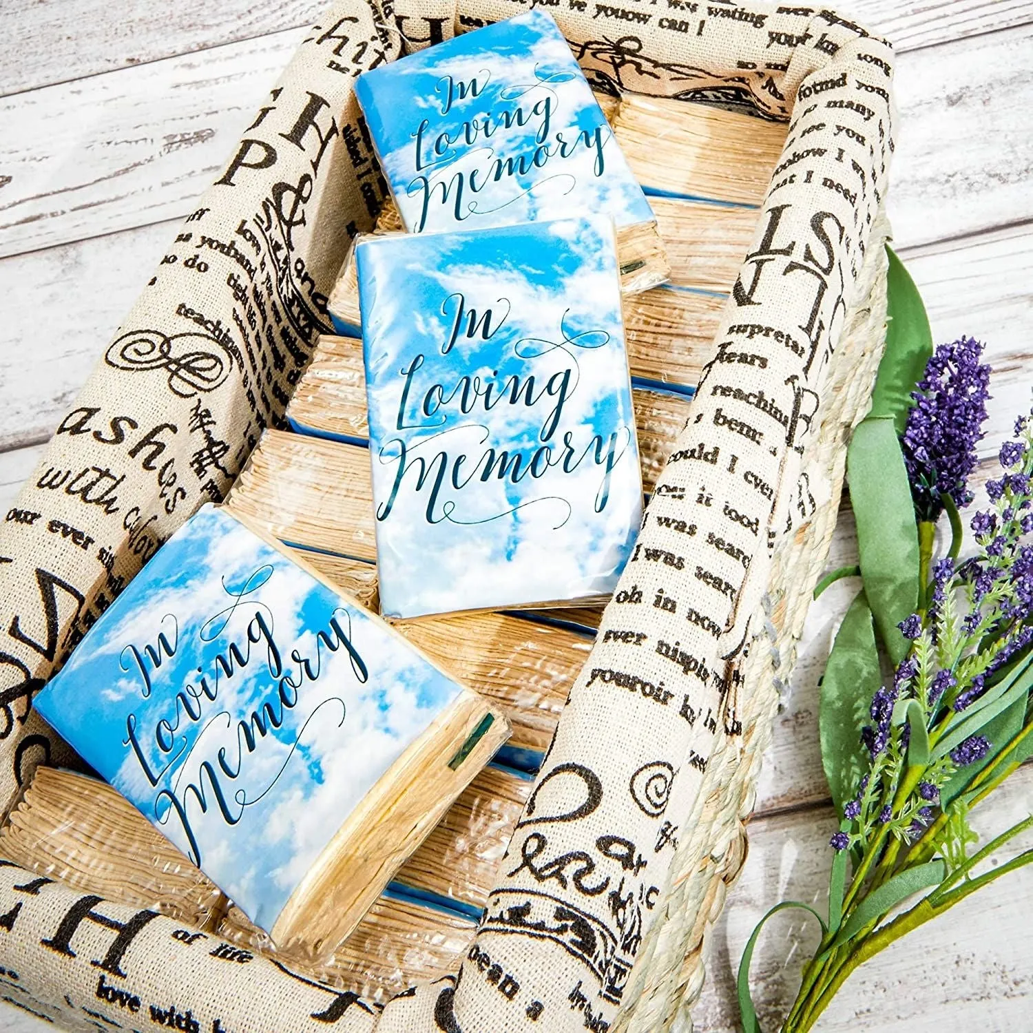 60 Pack Funeral Favors Facial Tissues for Guests, Pocket Size Memorial Service, In Loving Memory