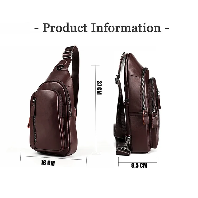 6027 Men Crossbody Bag Casual Multi-function Shoulder Waist Bag (Coffee)