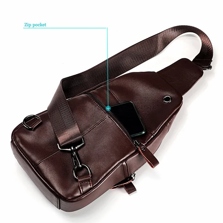 6027 Men Crossbody Bag Casual Multi-function Shoulder Waist Bag (Coffee)