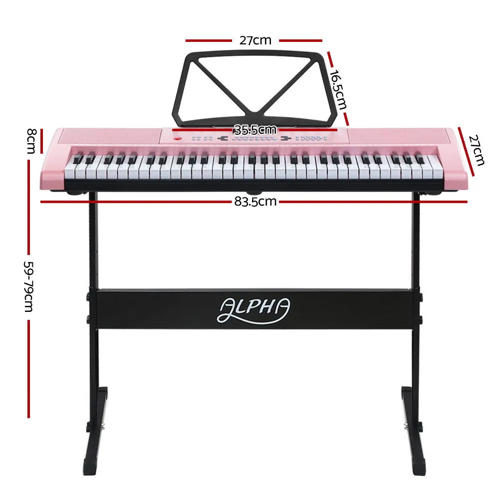 61 Key Lighted Electronic Piano Keyboard Organ LED Electric Holder Music Stand Pink