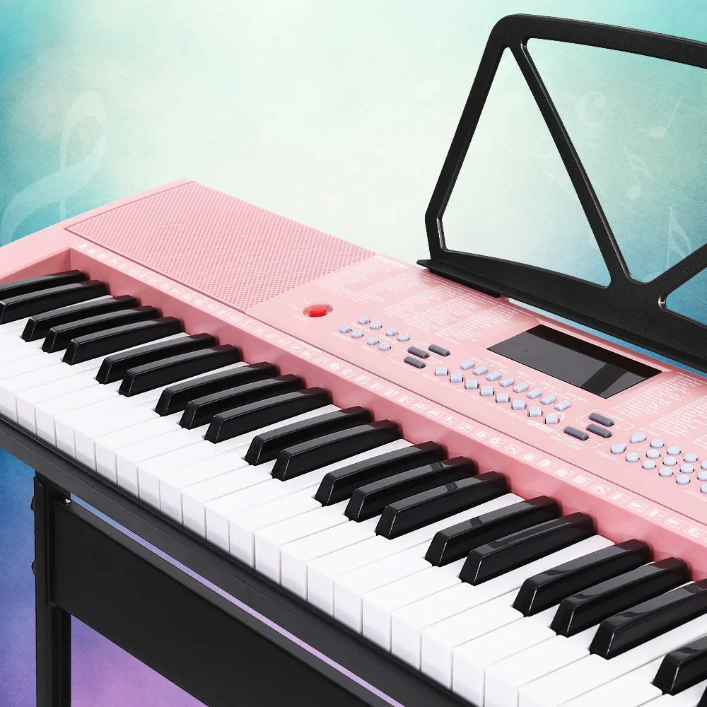 61 Key Lighted Electronic Piano Keyboard Organ LED Electric Holder Music Stand Pink