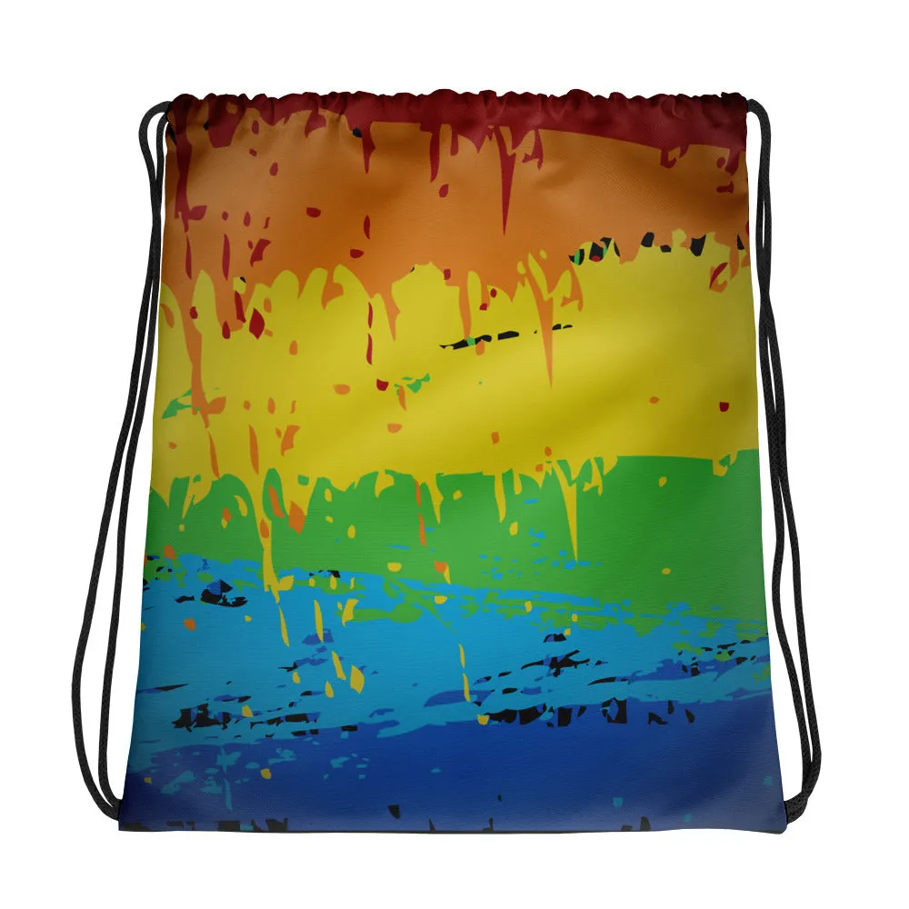 Abstract Rainbow Drawstring Bag or Mini Backpack