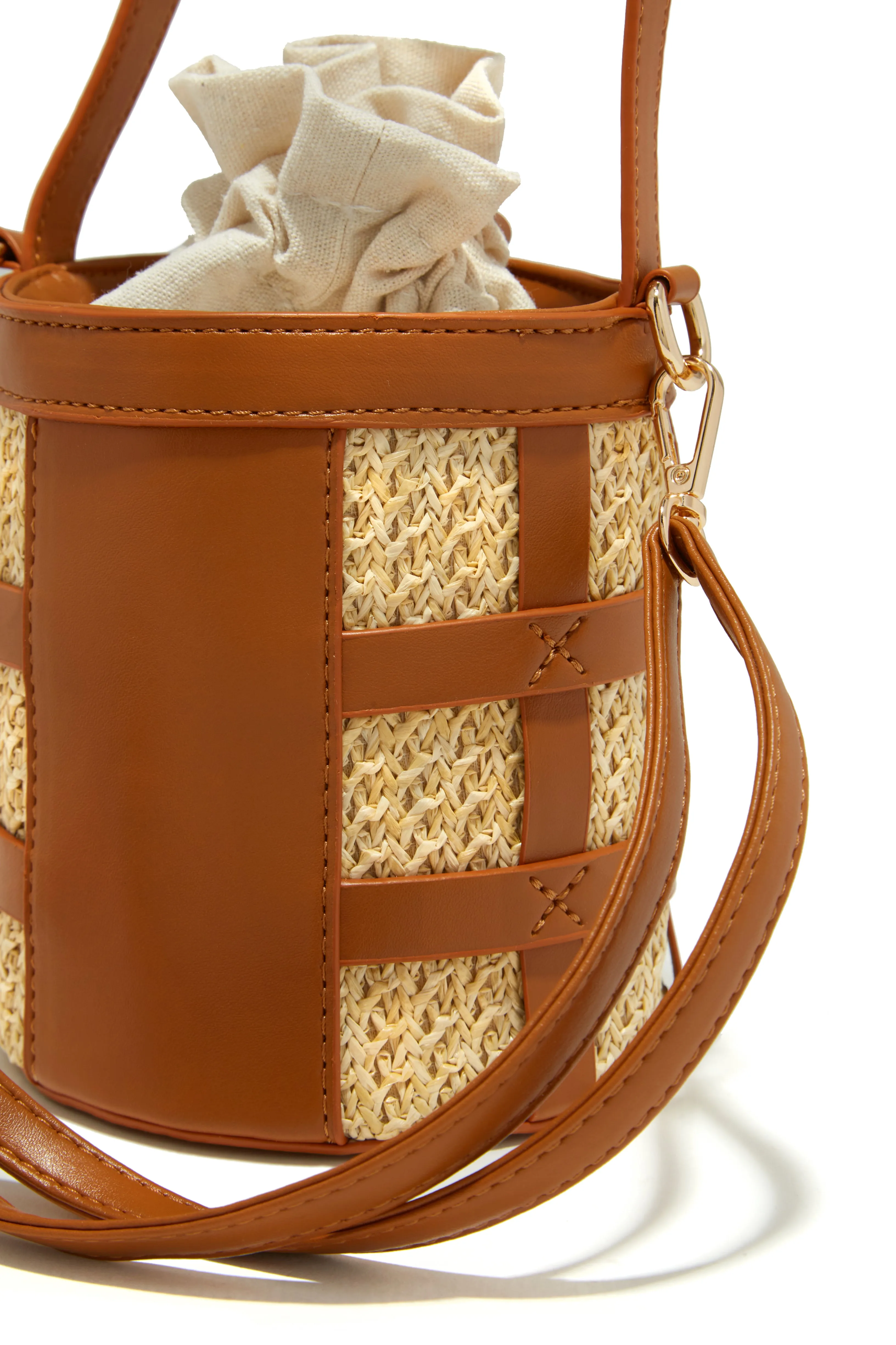 Alesia Woven Top Handle Bag - Tan