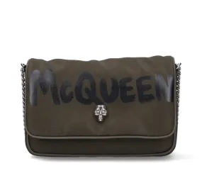 Alexander McQueen Logo Printed Skull Stud Shoulder Bag