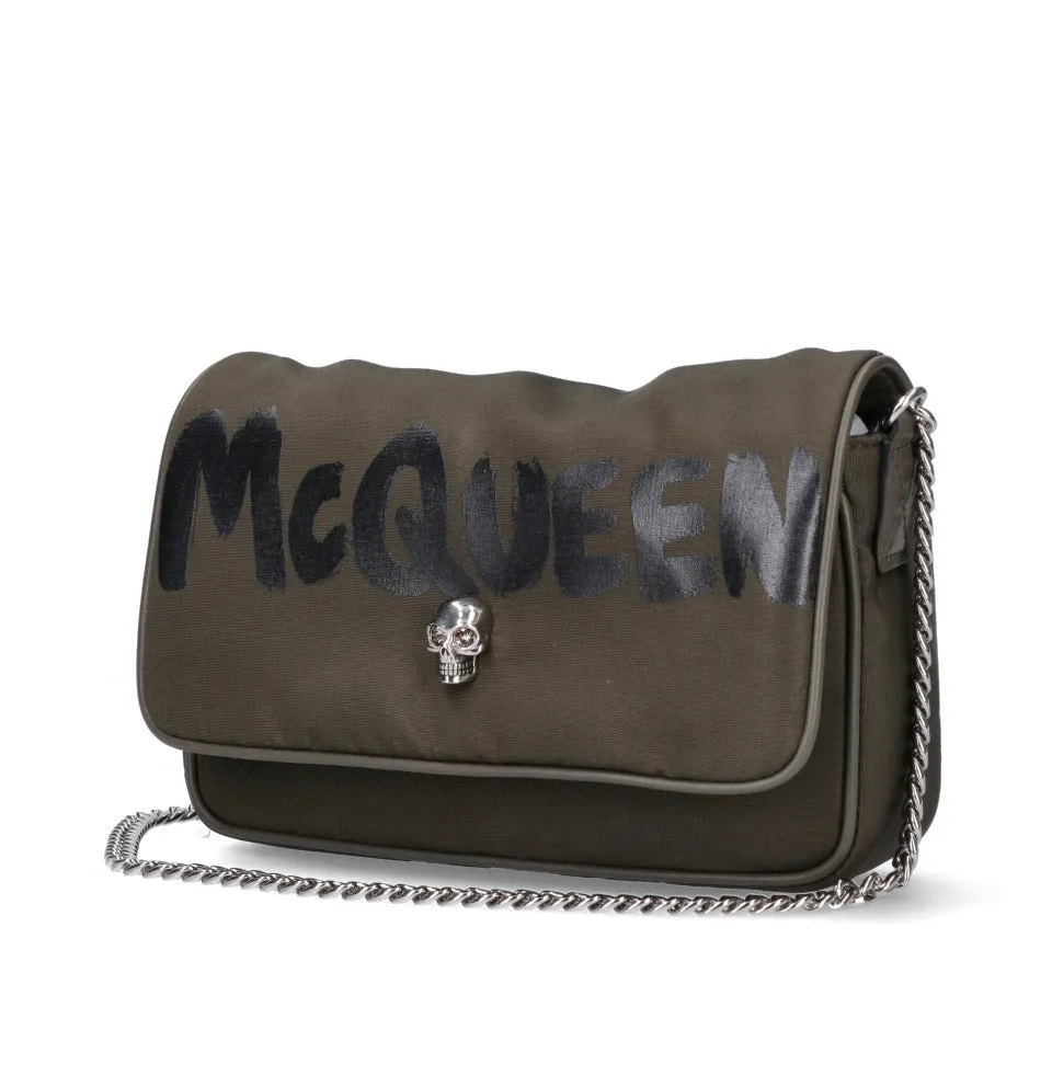 Alexander McQueen Logo Printed Skull Stud Shoulder Bag