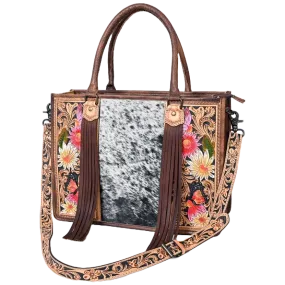 American Darling Floral Hand Tooled Hair On Handbag Purse ADBG230S