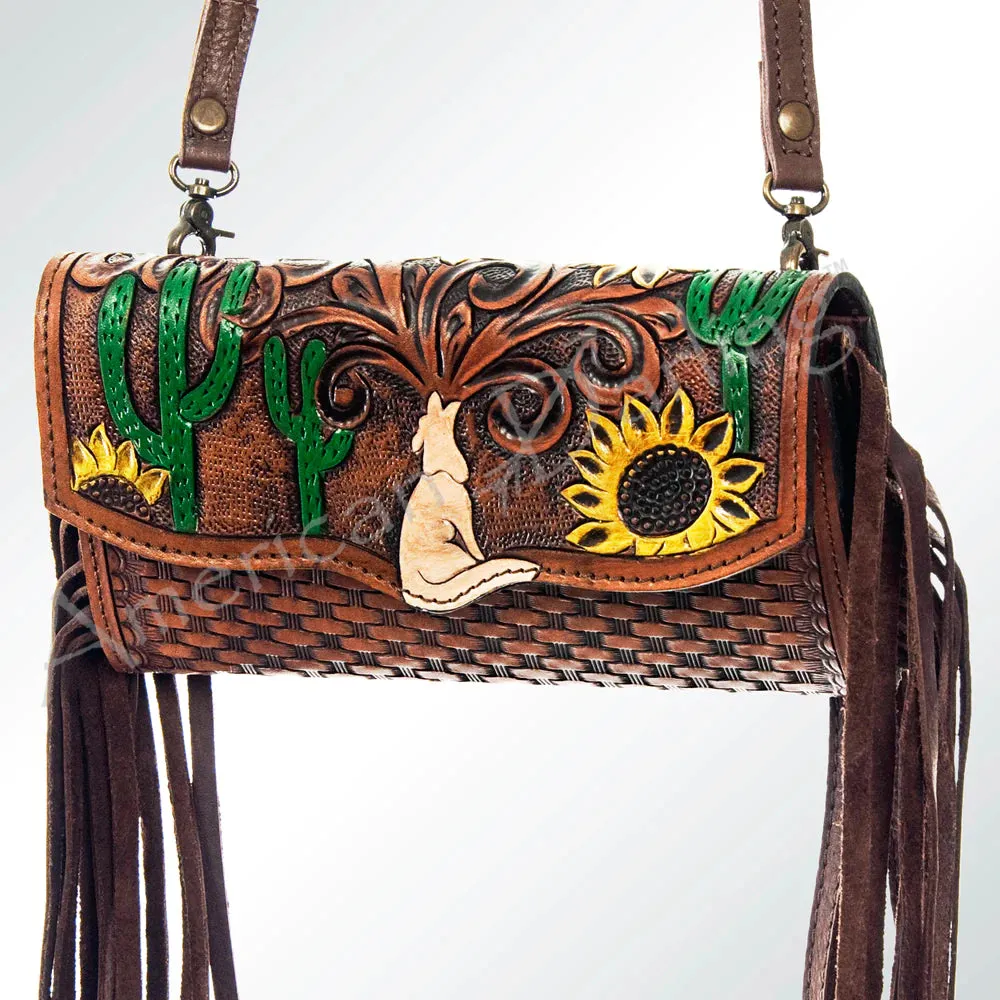 American Darling Tooled Painted Fringe Clutch