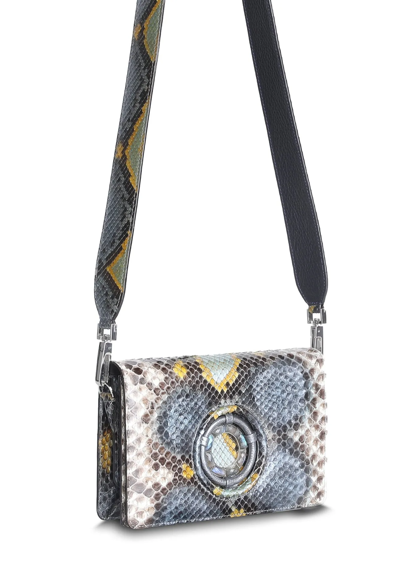 Anna Convertible Crossbody, Denim Multi-Color, Labradorite Gemstones