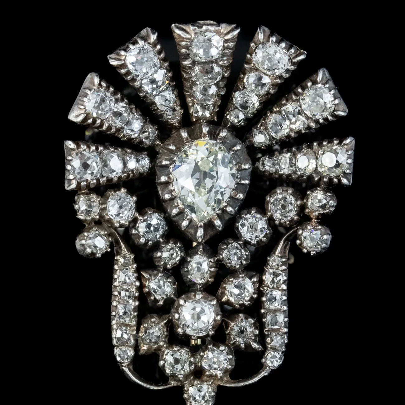 Antique Edwardian Diamond Pearl Brooch 5ct Of Diamond