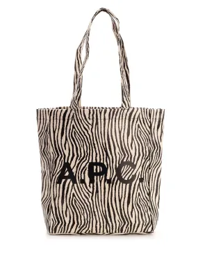 A.P.C. Logo Printed Striped Tote Bag