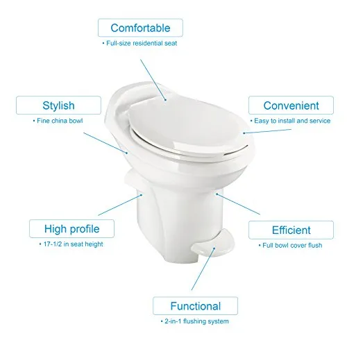 Aqua-Magic Style Plus RV Toilet with Hand Sprayer / High Profile / White - Thetford 34431