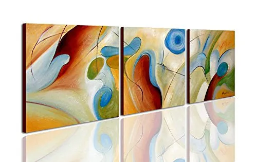 ARTLAND Modern 100% Hand Painted Abstract Oil Painting on Canvas "Dream Whirlpool" 3-Piece Framed Wall Art for Living Room Artwork for Wall Decor Home Decoration 24x72 inches