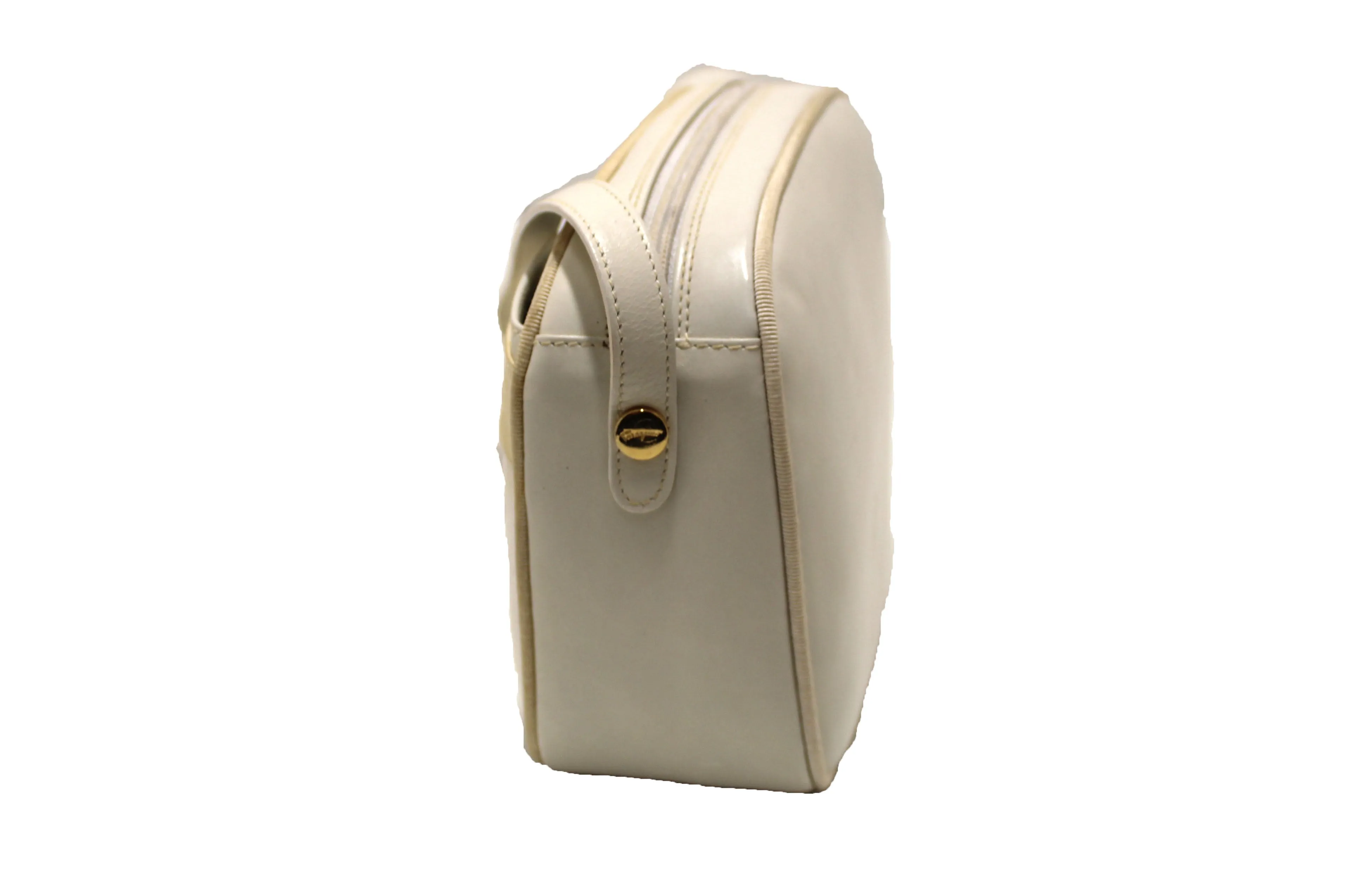 Authentic Salvatore Ferragamo White Cowhide Leather Crossbody Handbag