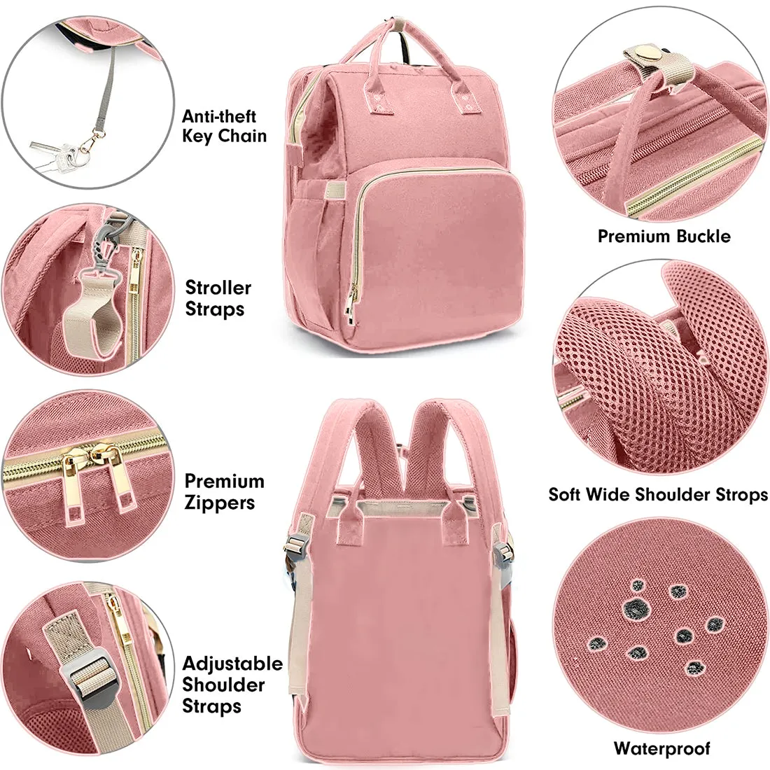 Babymoon Mother Diaper Bag Lightweight Multifunctional Travel Unisex Diaper Backpack