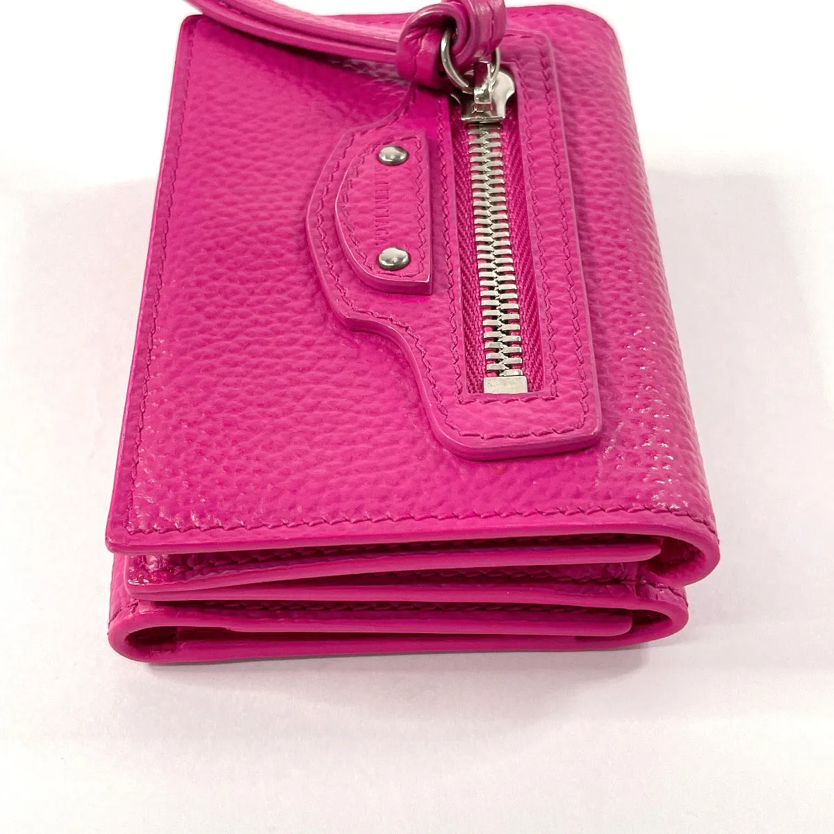 BALENCIAGA Tri-fold wallet 640107�E5616 leather pink Neo Classic Mini Wallet Women Used Authentic