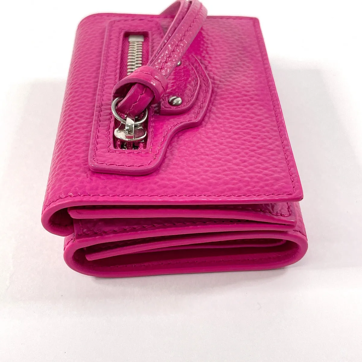 BALENCIAGA Tri-fold wallet 640107�E5616 leather pink Neo Classic Mini Wallet Women Used Authentic