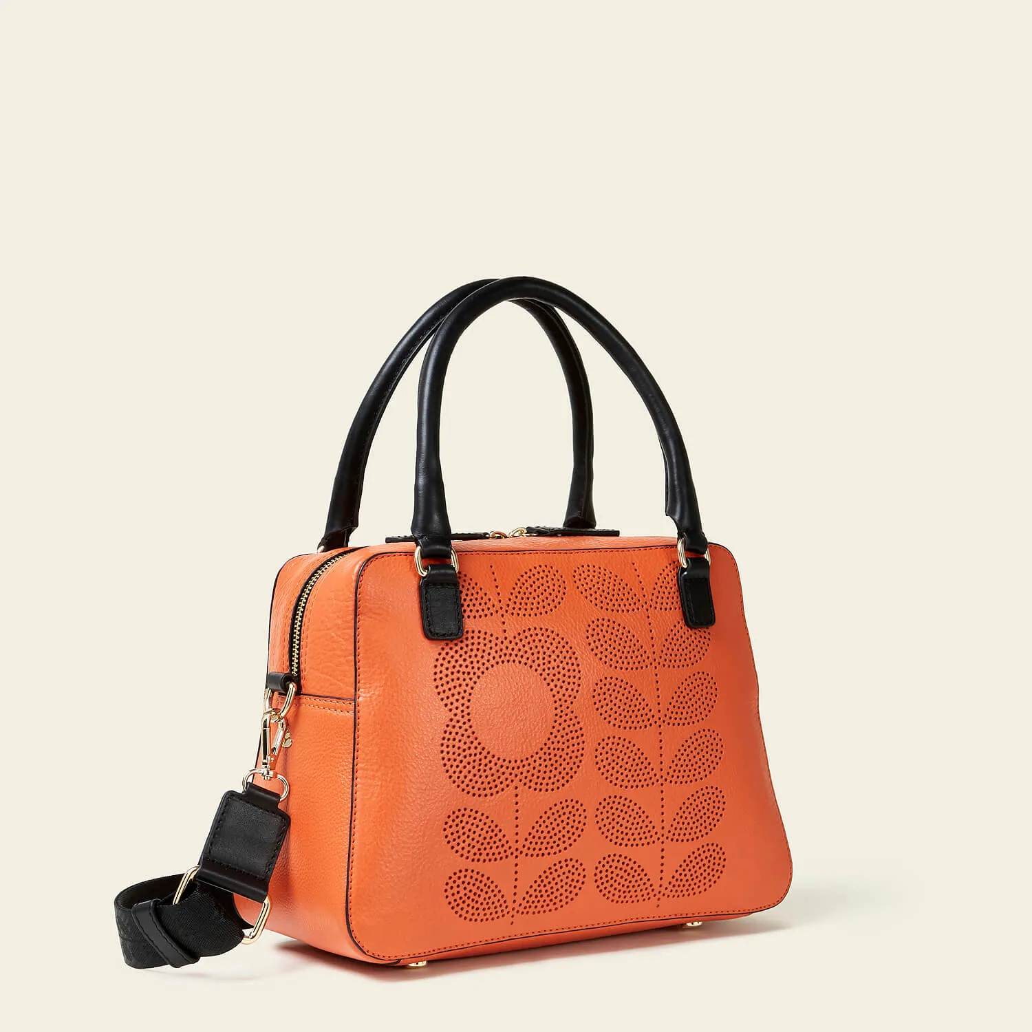 Beatrice Handbag - Punched Tall Flower Orange