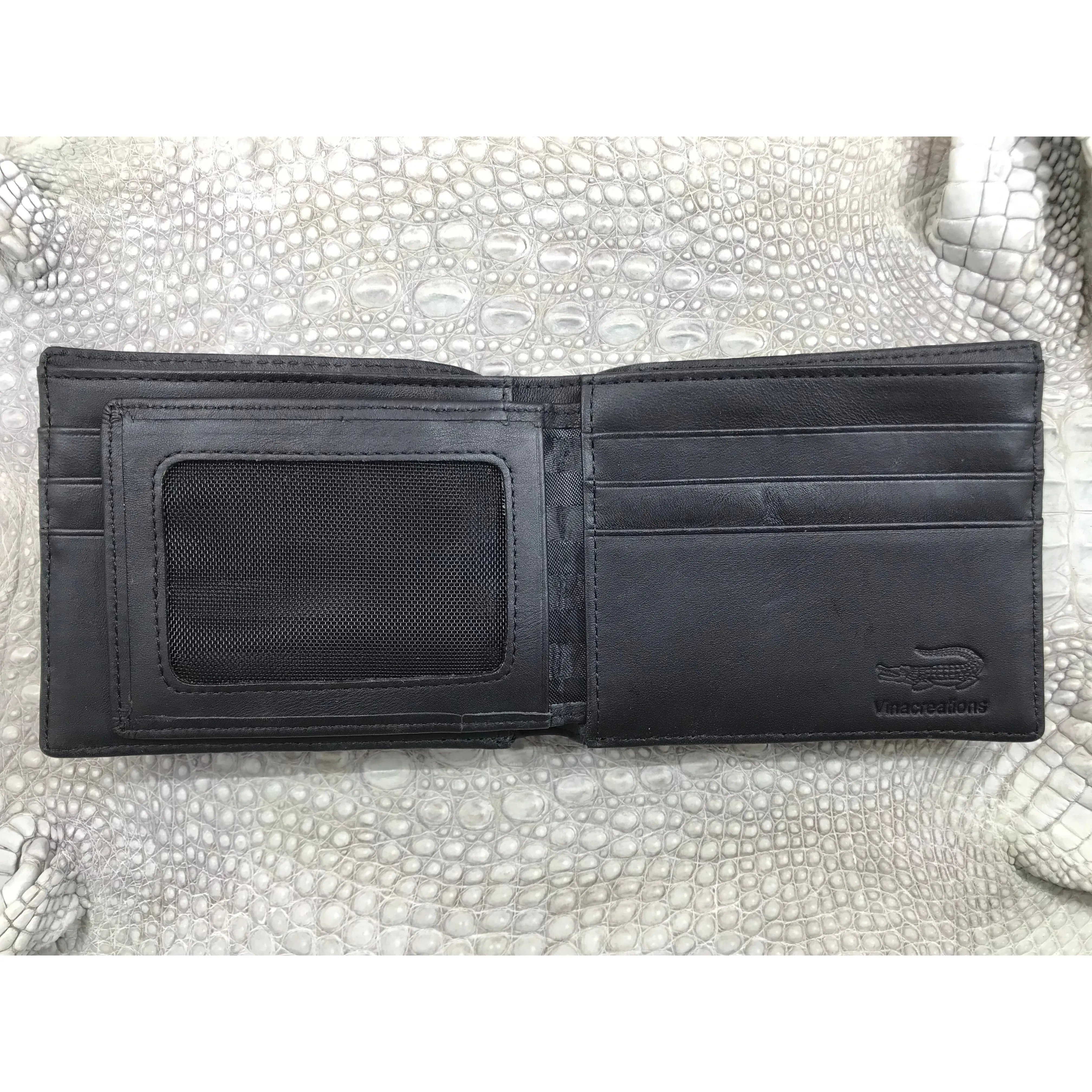 Black Alligator Skin Bifold Wallet For Men | Handmade Crocodile Leather Wallet RFID Blocking | VL5735