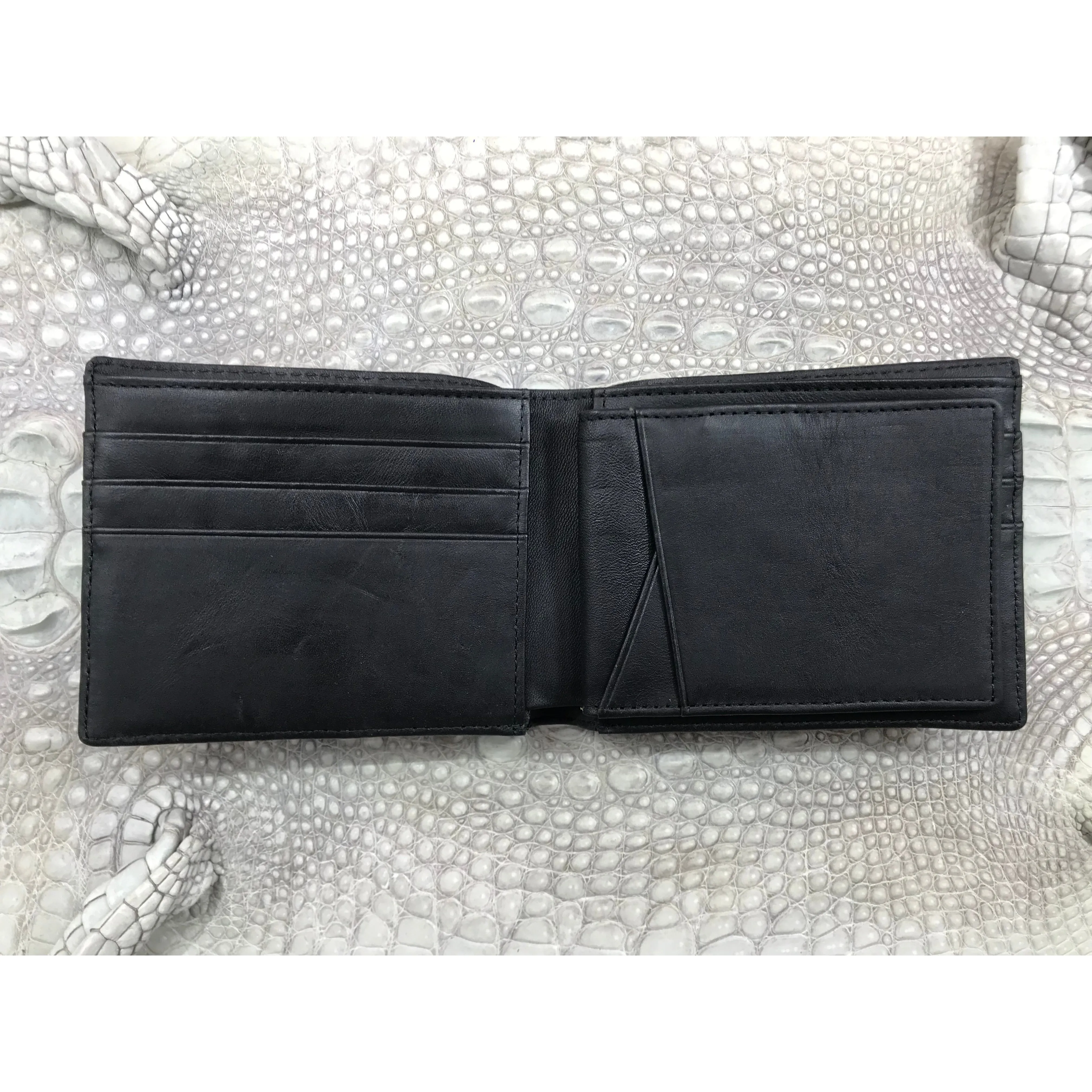 Black Alligator Skin Bifold Wallet For Men | Handmade Crocodile Leather Wallet RFID Blocking | VL5735