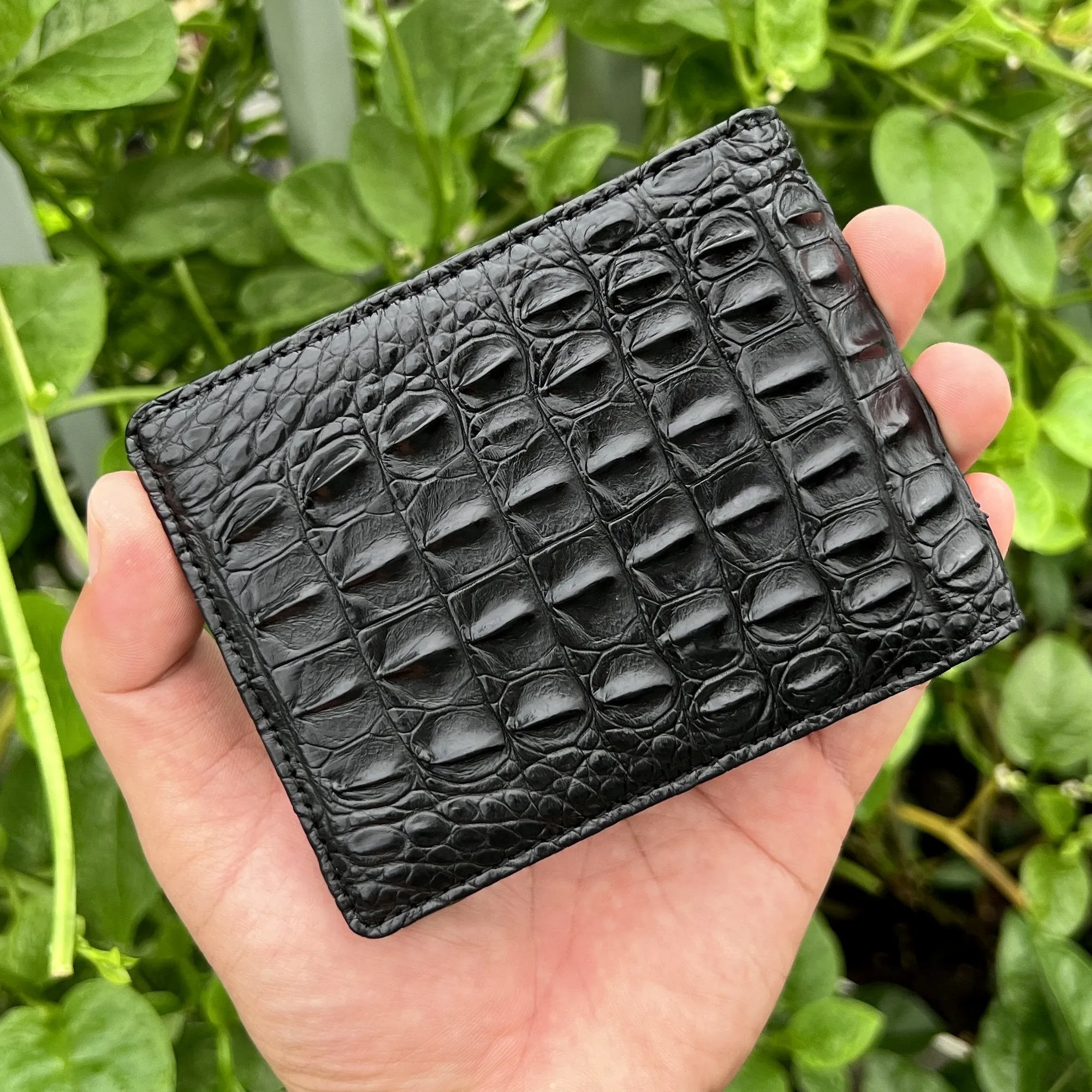 Black Double Side Alligator Skin Bifold Wallet For Men RFID Blocking | VINAM-98