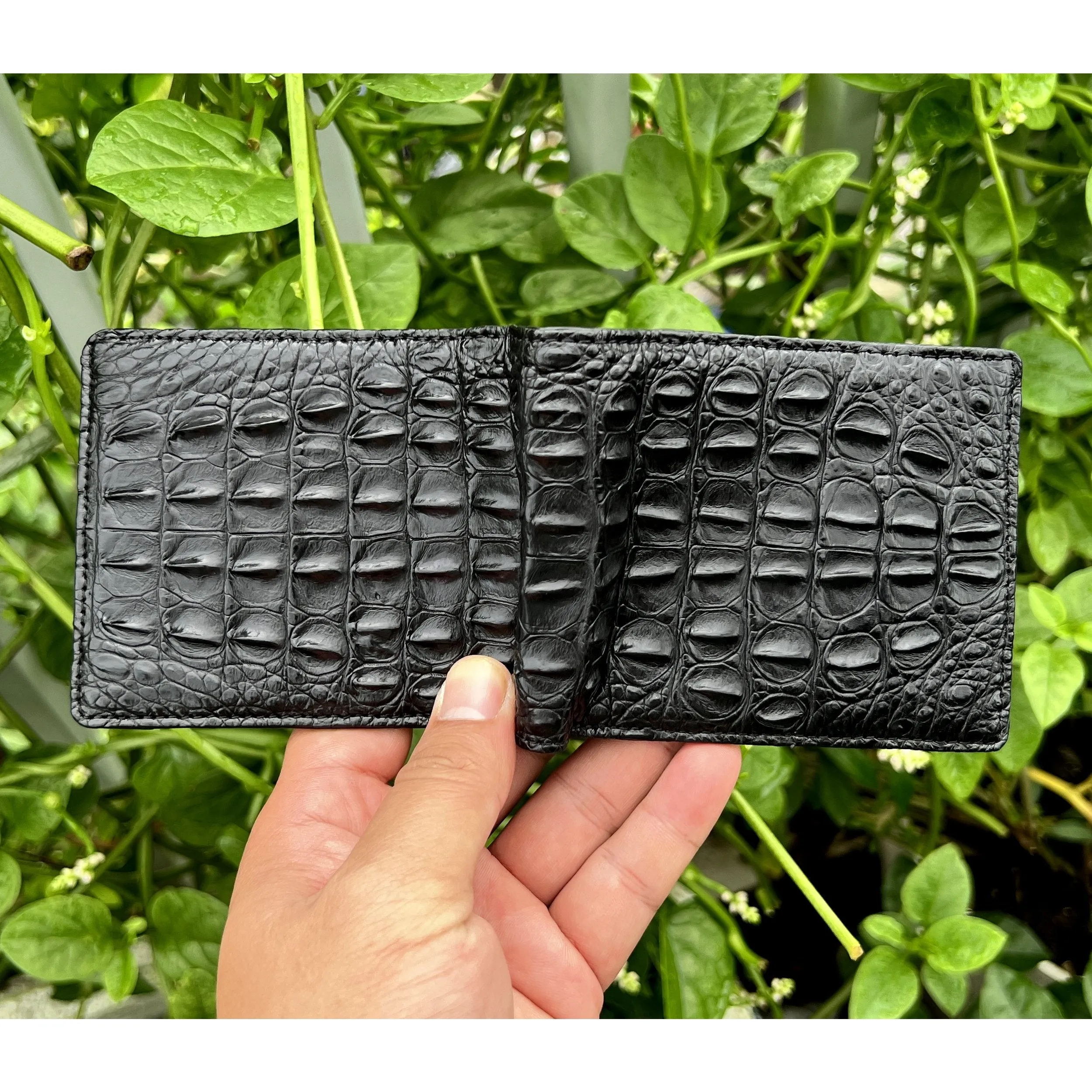 Black Double Side Alligator Skin Bifold Wallet For Men RFID Blocking | VINAM-98