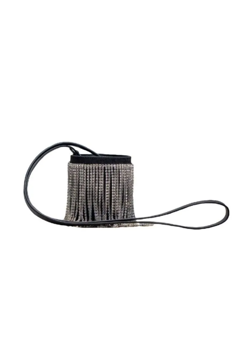 BLACK FRINGE MINI KYKLOS BAG