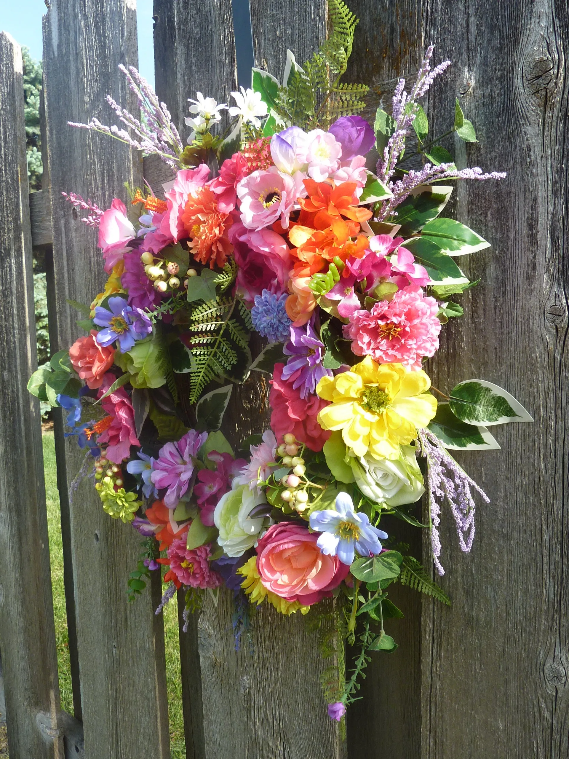 Bright Summer wreath for your front door, Spring wreath, Gerbera Daisy wreath, French Country Decor