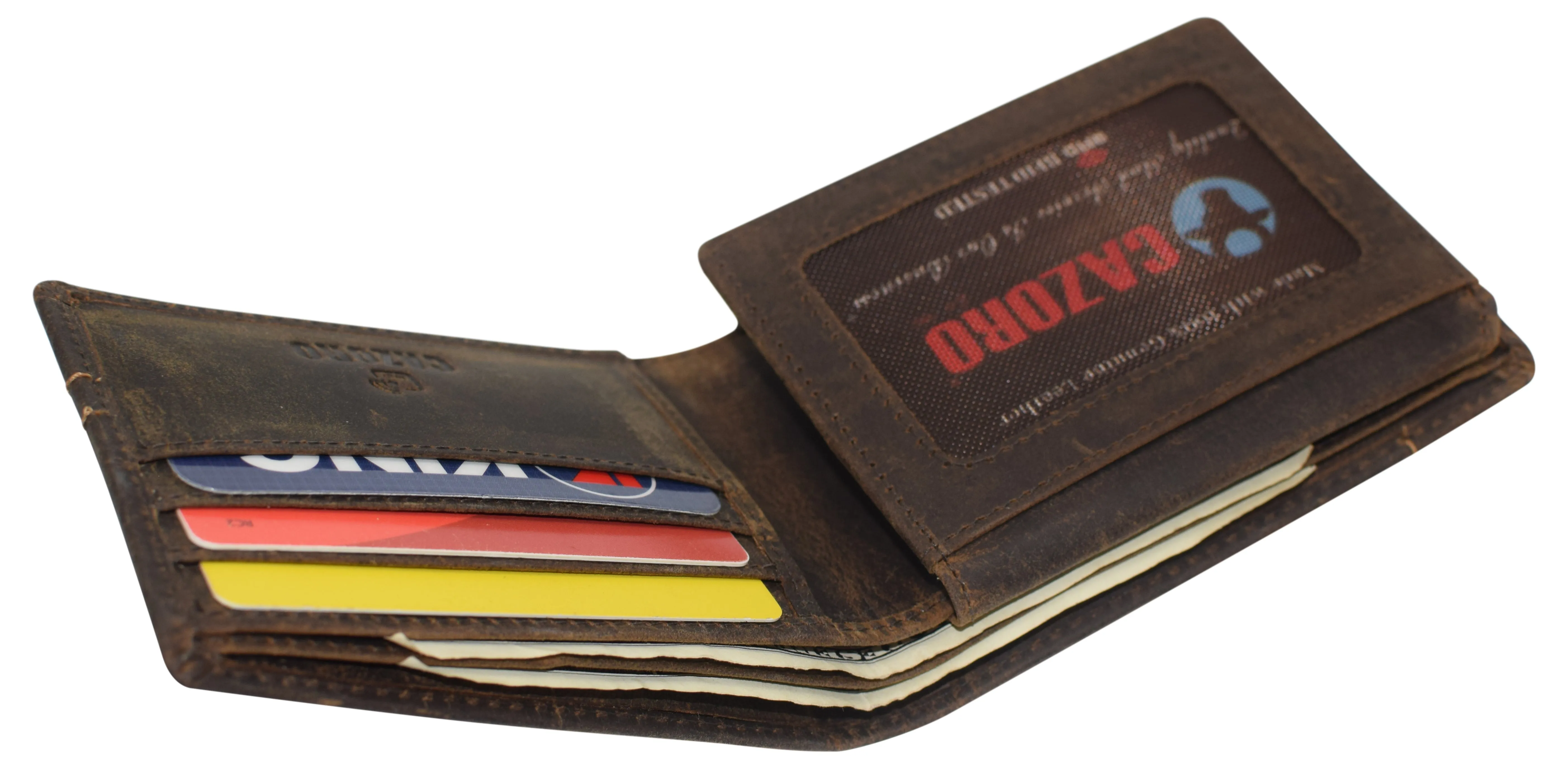 CAZORO Wallet for Mens Vintage Genuine Leather RFID Blocking Bifold Men Distressed Wallet