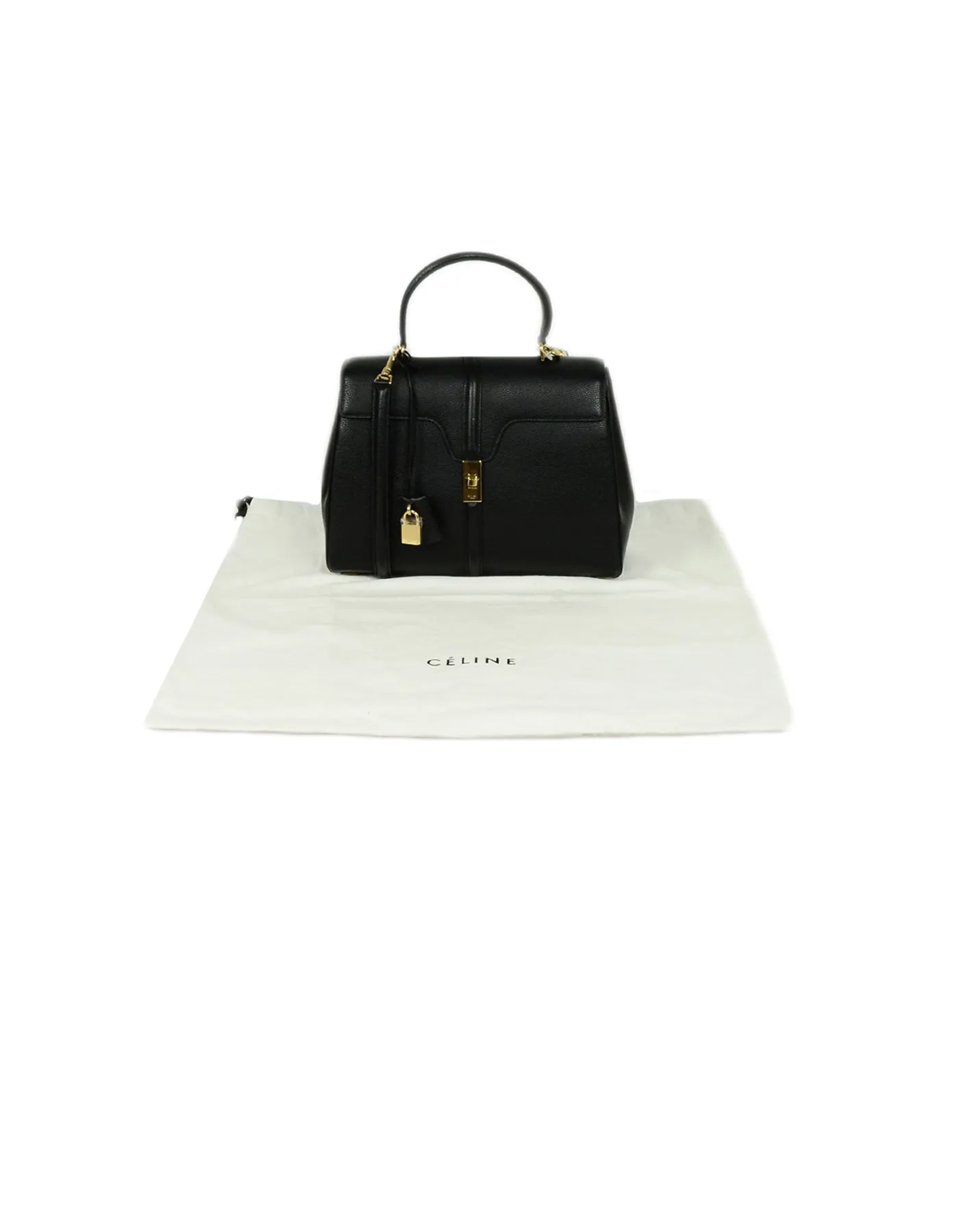 Celine Black Grained Calfskin Medium 16 Top Handle Bag NWT rt. $4,550