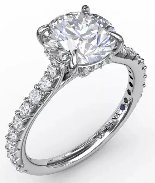 Classic Round Diamond Solitaire Engagement Ring with Hidden Halo