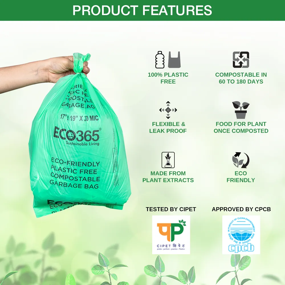 Compostable Garbage Bag, 19" x 21" - Medium Size Pack of 4 (30pcs in 1Bundle)