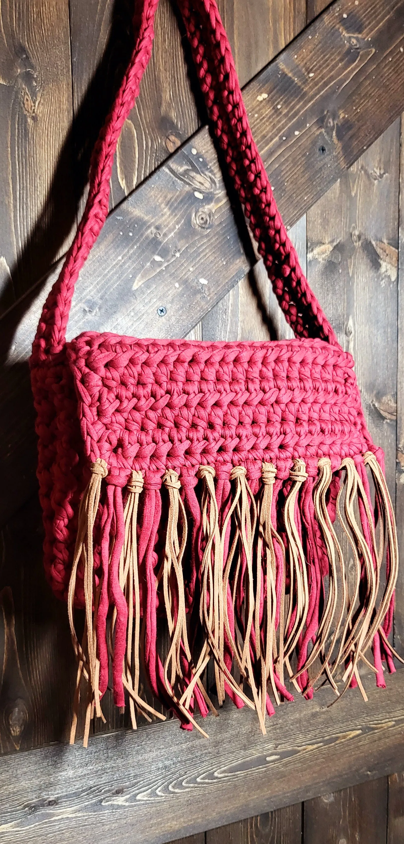 CROCHET FRINGE Bohemian SHOULDER BAG PURSE AVAILABLE IN THREE COLORS