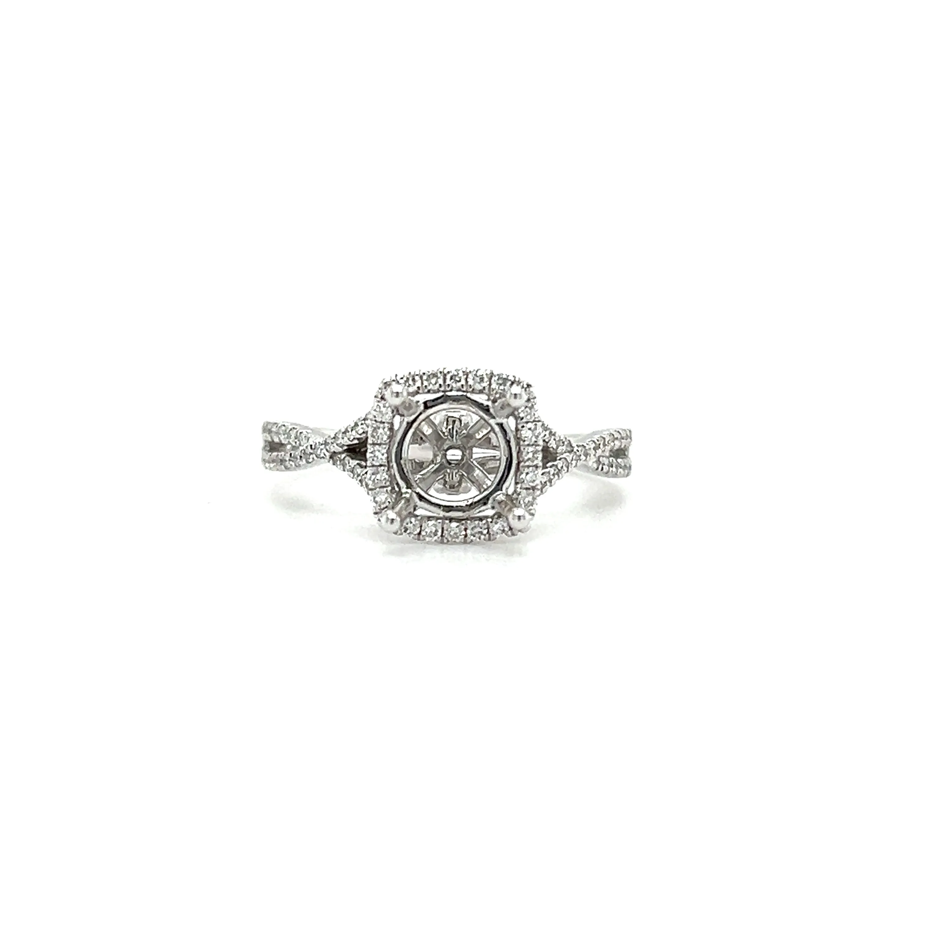 Cross Over Diamond Ring Setting with 0.3ctw of Diamonds in 14K White Gold