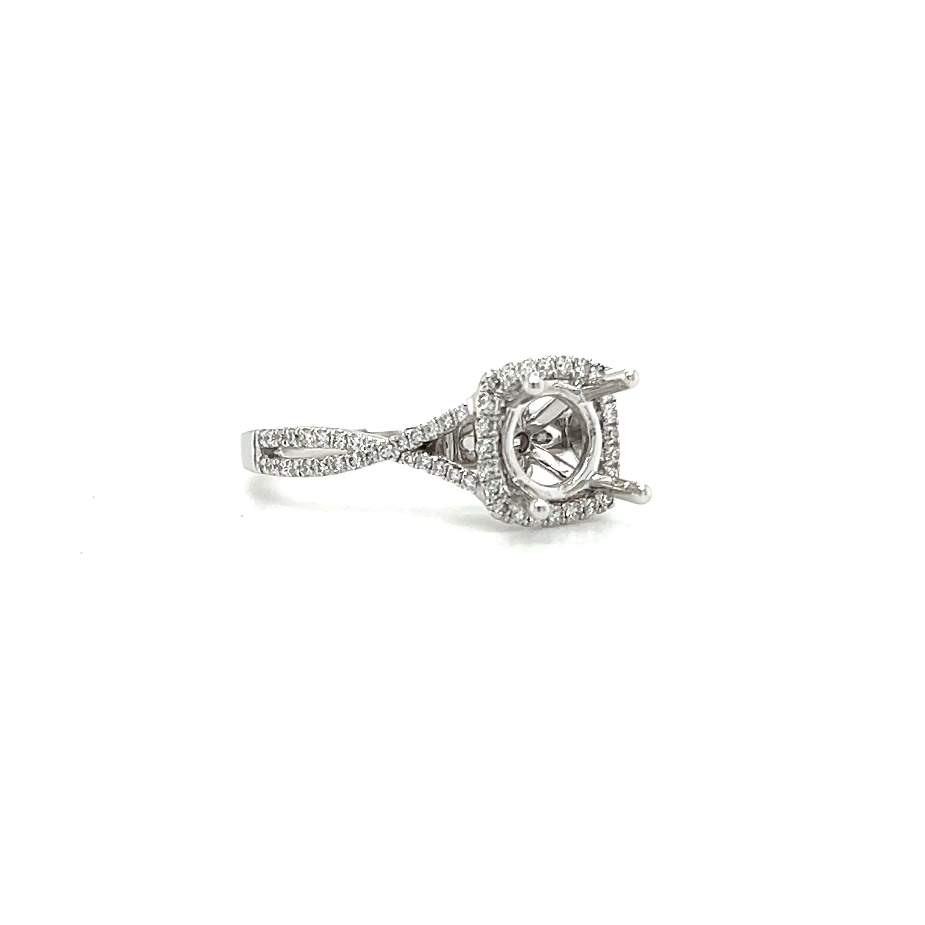 Cross Over Diamond Ring Setting with 0.3ctw of Diamonds in 14K White Gold